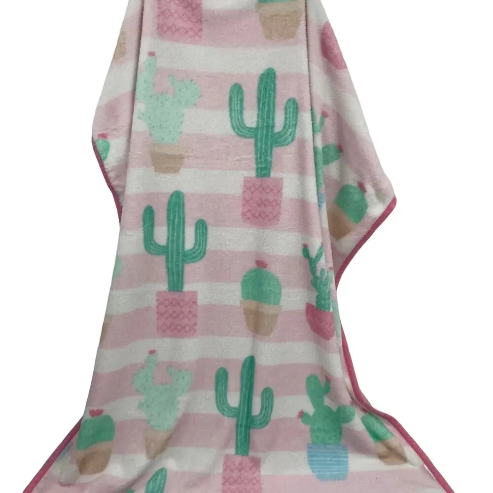 Fun Cactus Fleece Cozy Throw Blanket Saguaro